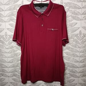 Ted Baker London Polo Birdseye Stripe Burgundy